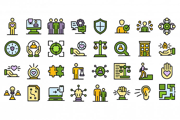 Responsibility icons set vector flat example image 1