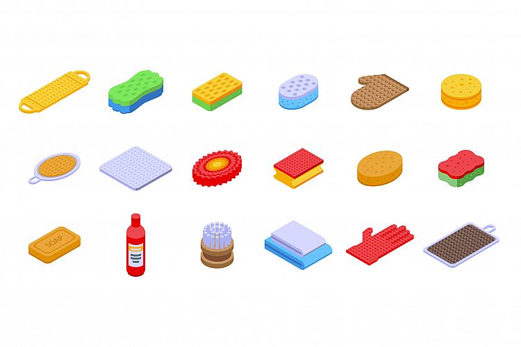 Washcloth icons set, isometric style example image 1