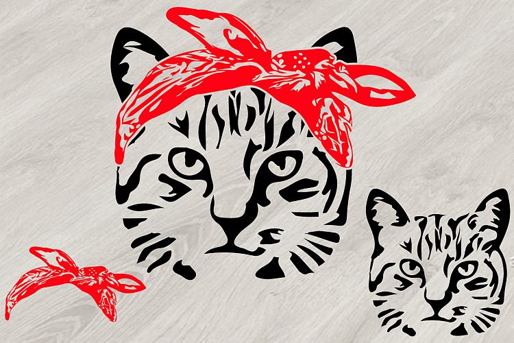 Cat Head whit Bandana SVG, Farm Kitten kitty Milk 829S