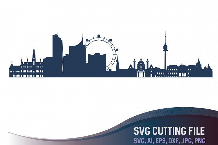 Vienna Vector Skyline, Austria city vector, European capitals SVG, JPG, PNG, DXF, CDR, EPS, AI