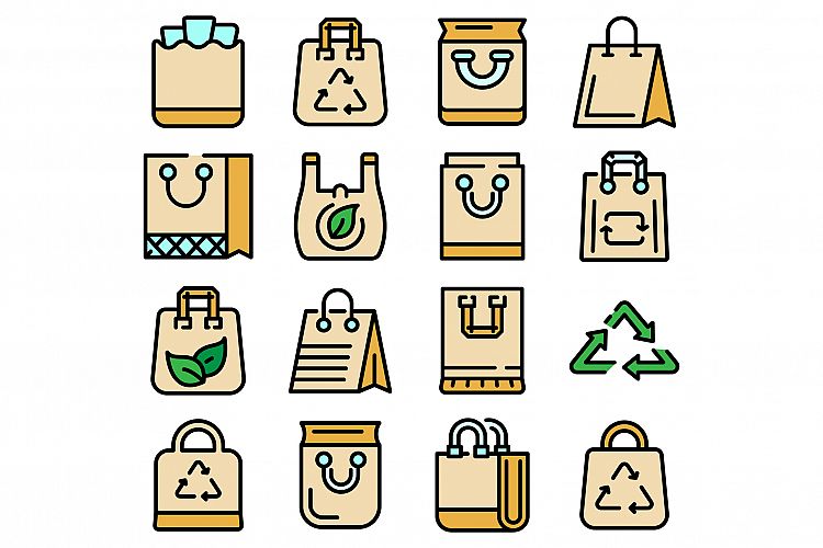 Eco bag icons set vector flat