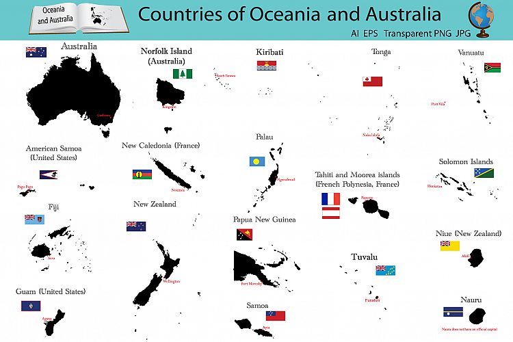 Countries of Oceania and Australia