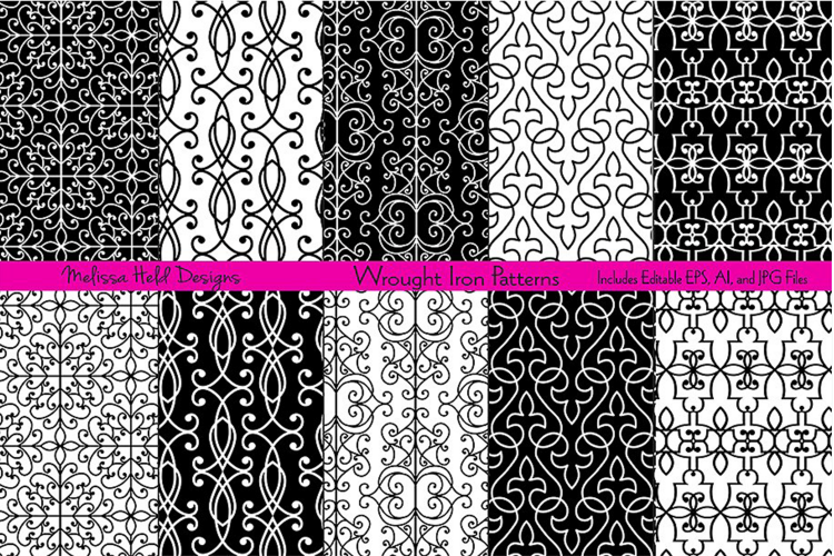 Black   White Wrought Iron Patterns