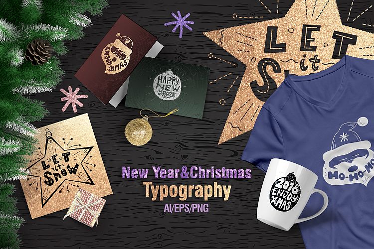 New Year&Christmas Typography