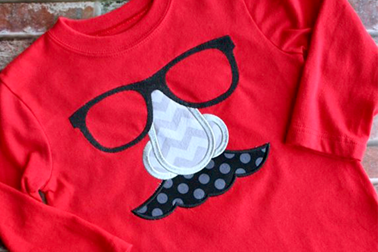 Groucho Joke Glasses Applique Embroidery Design