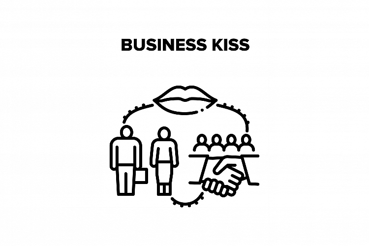 Business Kiss Vector Black Illustration example image 1