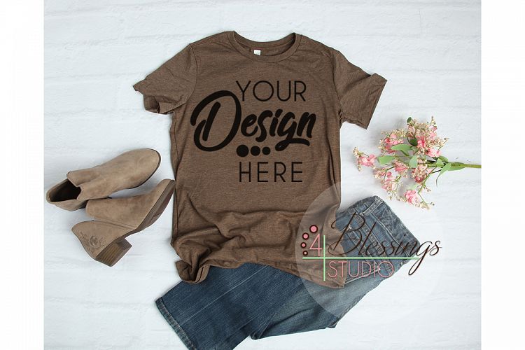 Bella Canvas Mockup 6004 Women TShirt Mockup Heather Brown