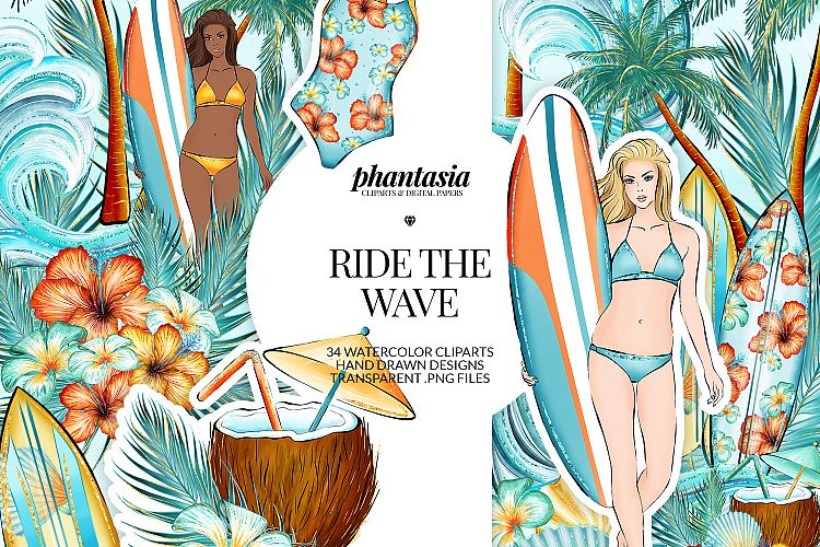 Surfer Girl Cliparts