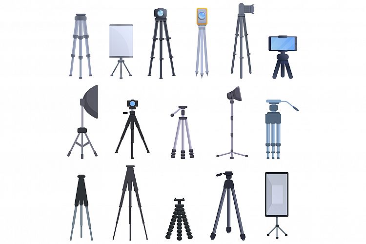 Tripod icons set, cartoon style example image 1