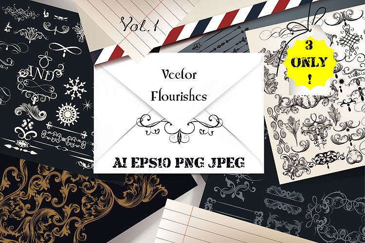 Set of vintage flourishes