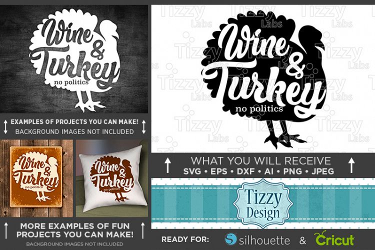 Wine   Turkey No Politics - Thanksgiving Svg Files - 6013