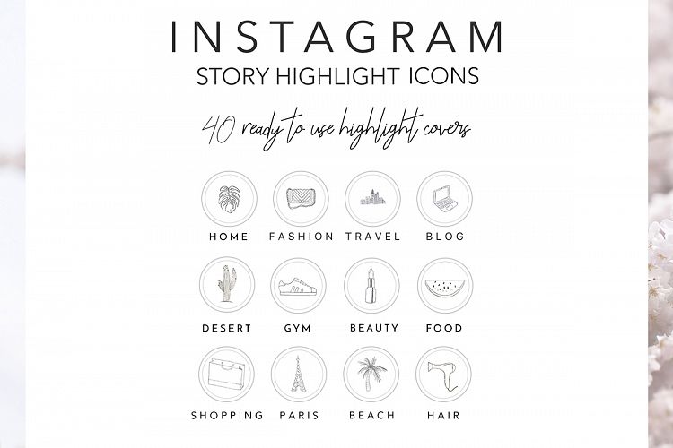 Instagram Story Highlights Icons, Set of 40 Hand Drawn Instagram Icons