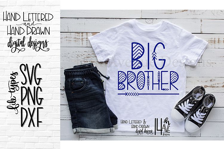Big Brother SVG, Hand Lettered, Big Brother