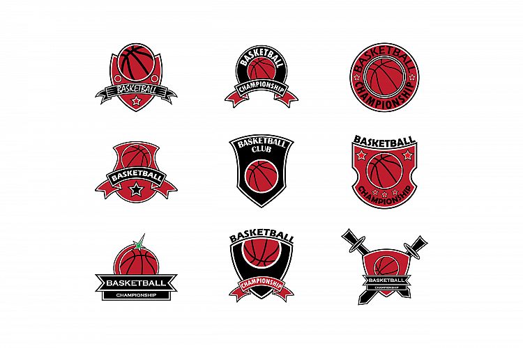 Basketball championship logo set
