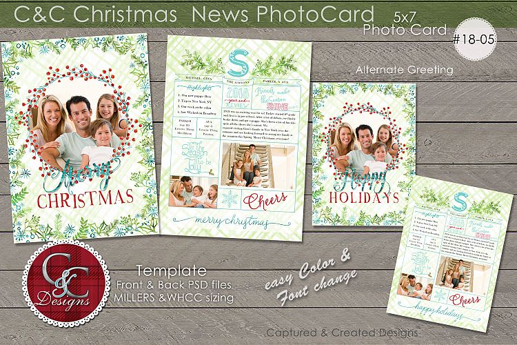 Christmas Year End Review Photo Card With Monogram 18-05