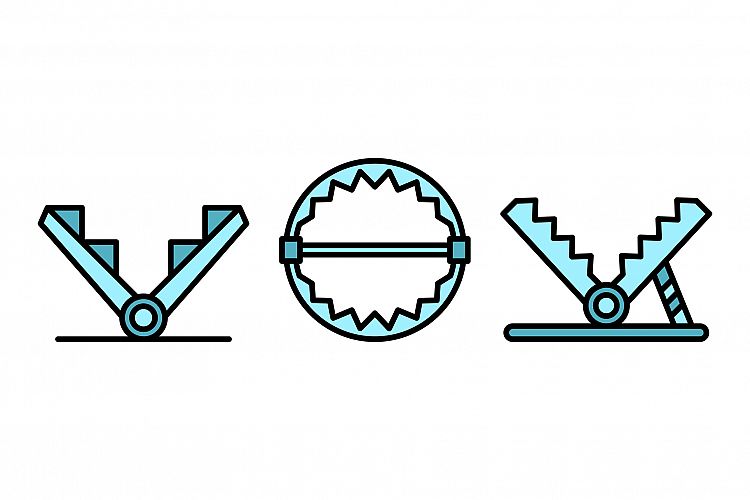 Trap icons set vector flat example image 1