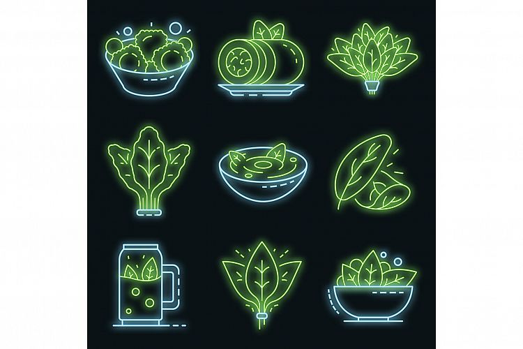 Spinach icon set vector neon example image 1