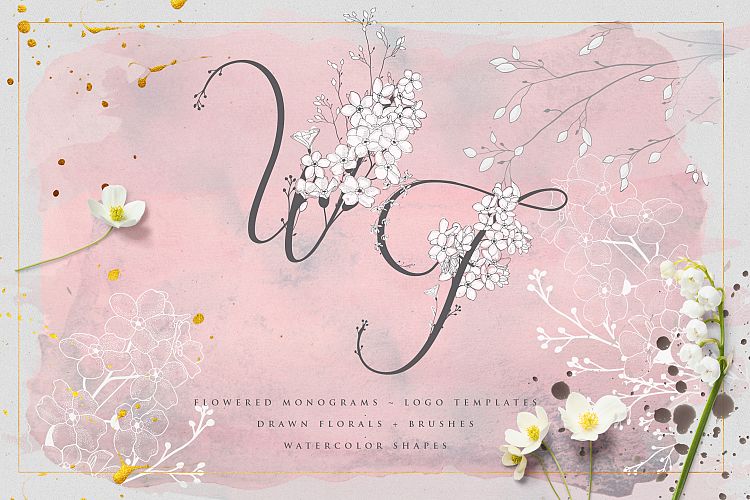 Flowered Monograms   Logo Collection