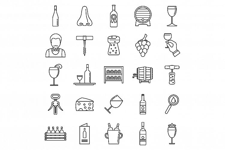 Restaurant sommelier icons set, outline style example image 1