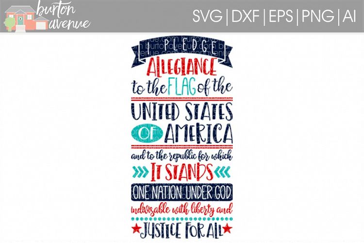 Pledge of Allegiance SVG Cut File for Silhouette, Cricut, Electronic Cutters