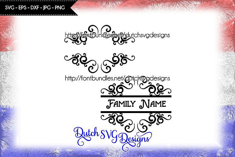 2 Swirly split border cutting files for monograms and texts
