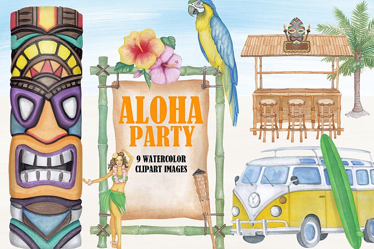 Watercolor Hawaiian Clipart Images by Whimseez