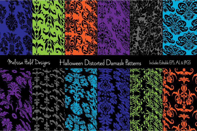 Halloween Distorted Damask Patterns