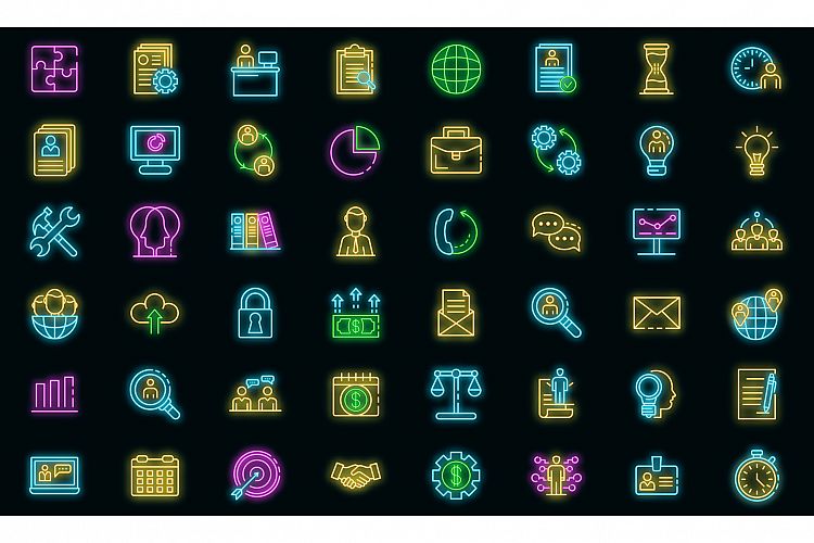 Administrator icons set vector neon example image 1