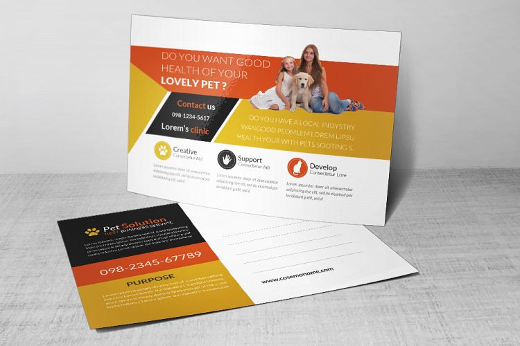 Pet Care Postcard Template