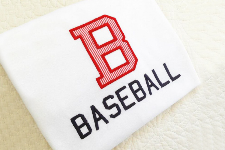 B for Baseball Applique Embroidery Design