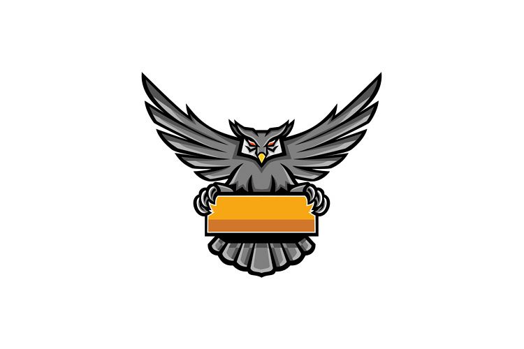 Owl Holding Banner Mascot