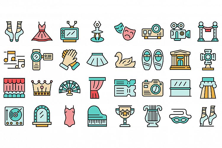 Ballet icons set vector flat example image 1