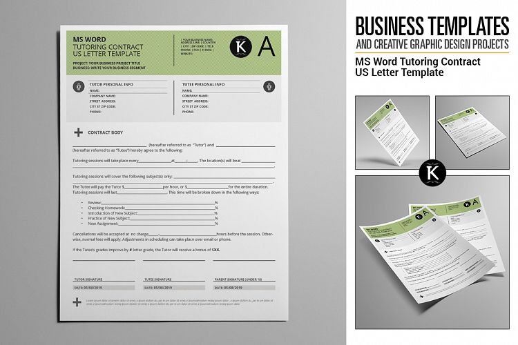 MS Word Tutoring Contract US Letter Template