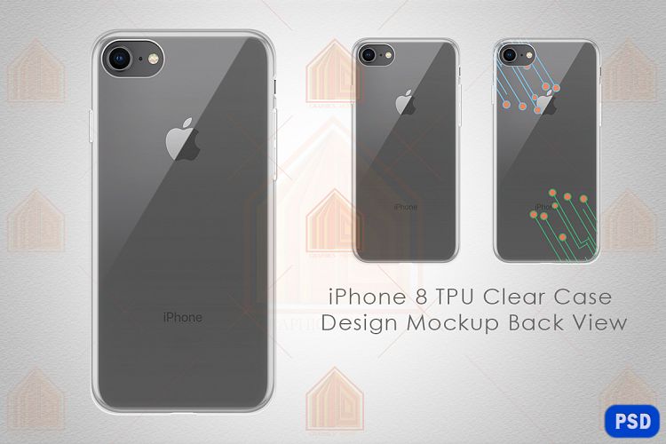 Apple iPhone 8 UV TPU Clear Case Mockup Back View