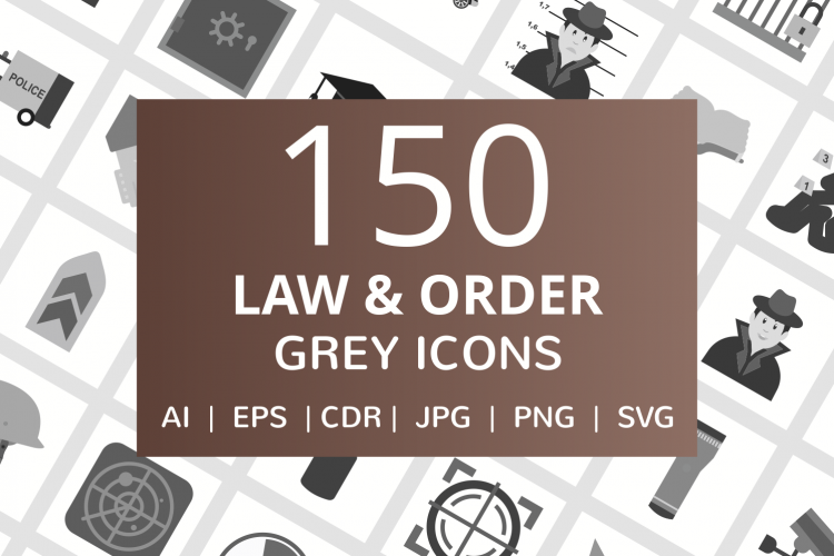150 Law   Order Flat Greyscale Icons