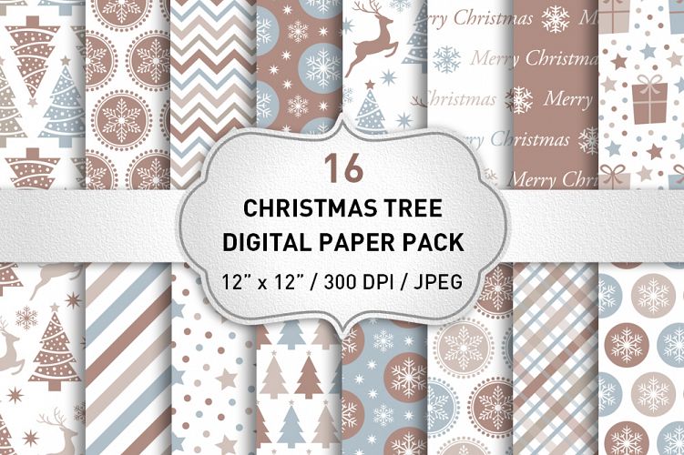 Christmas Digital Paper Pack / Backgrounds / Brown Christmas Digital Paper Set / Scrapbooking / Patterns / Printables / Card Making