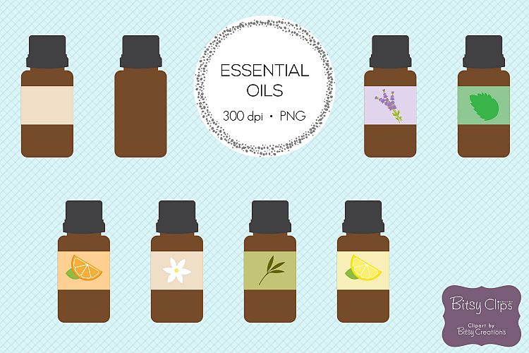 Essential Oil Clipart Digital Art Set - Direct Sales Clipart - Aromatherapy - Natural