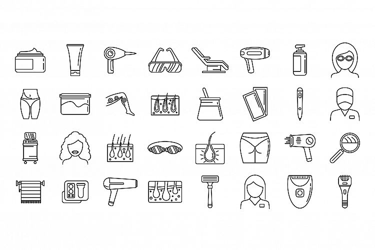 Modern laser hair removal icons set, outline style example image 1