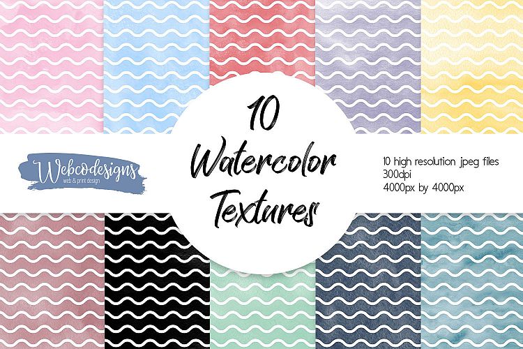 10 Watercolor Backgrounds with Waves