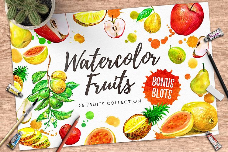 Watercolor Fruits 