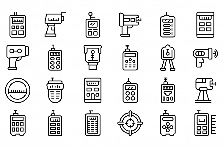 Laser meter icons set, outline style example image 1