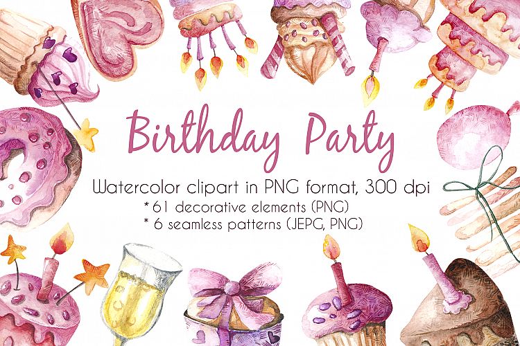 Birthday Party - watercolor clipart
