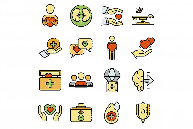 Donate organs icons set vector flat example image 1