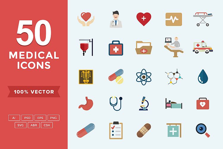 Medical & Health Flat Icons Set