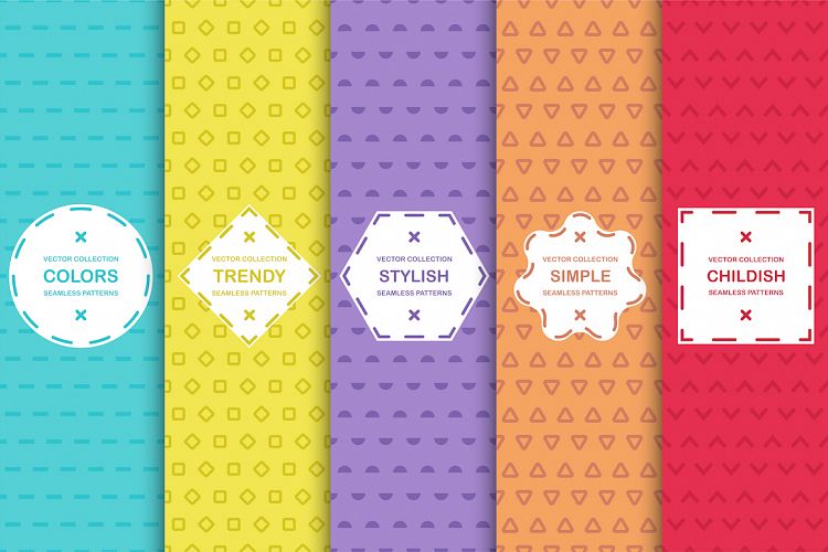Vibrant seamless simple patterns