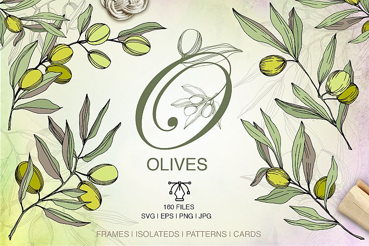 Download Free Illustrations Download Olives Vector Eps Watercolor Set Free Design Resources