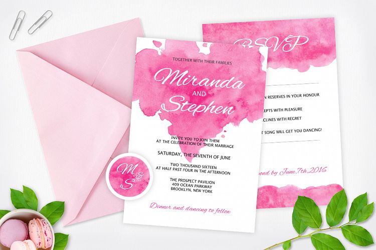 Watercolor Wedding Invitation Pack