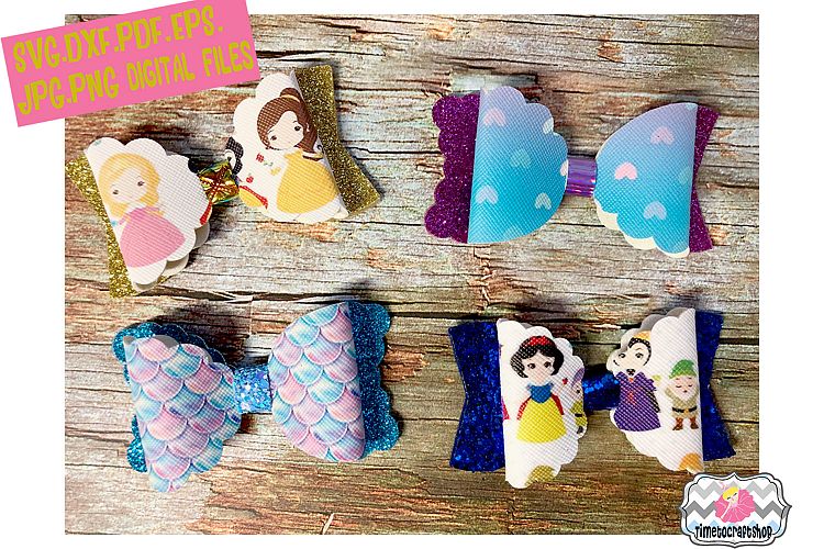 Scalloped Hair Bow Bundle Set Template