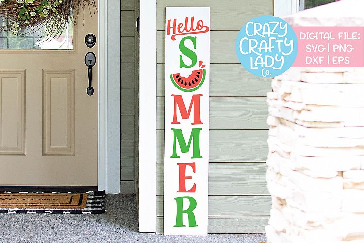 Download Hello Summer Watermelon Porch Sign SVG DXF EPS PNG Cut File