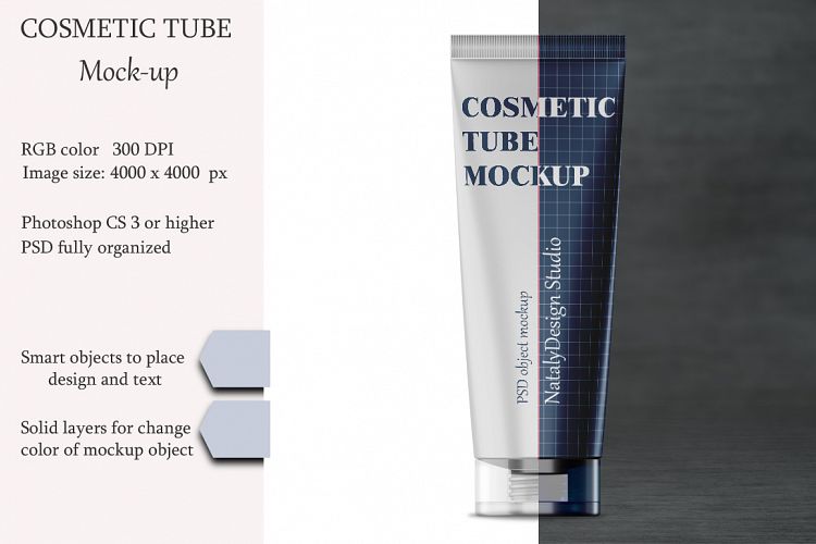 Cosmetic tube mockup. Transparent lid. Product mockup. example image 1